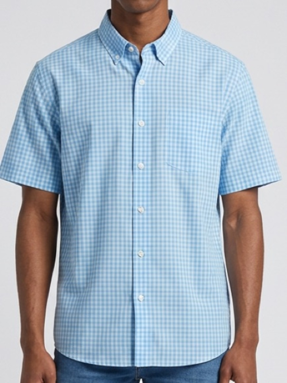 Croft & Barrow NWT Blue White Gingham Plaid Performance Button Down Shirt XXL